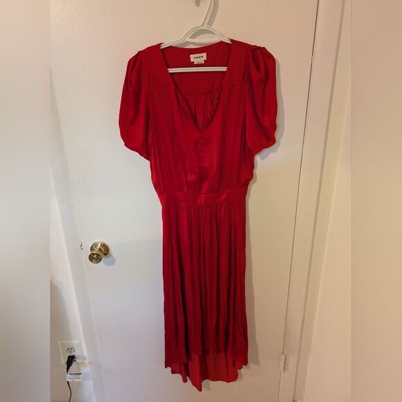 NWOT Zadig & Voltaire Ridge Satin Red Maxi Asymmetrical Dress Puff sz S - Picture 5 of 10